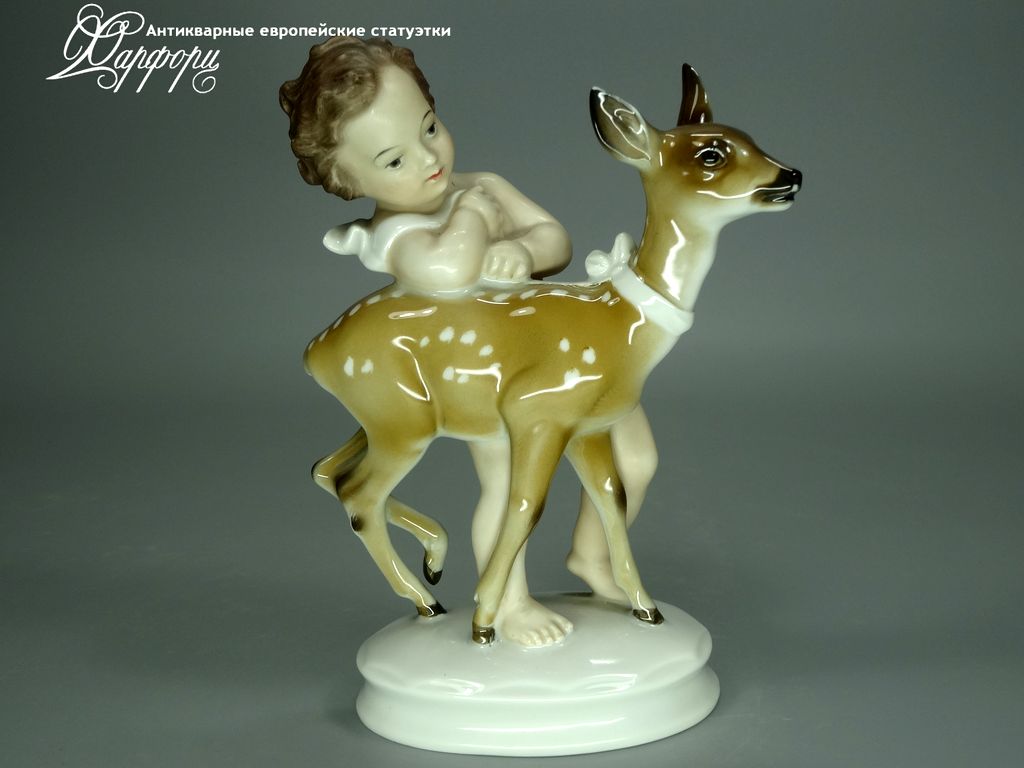 Купить фарфоровые статуэтки Rosenthal, Путти с олененком, Германия